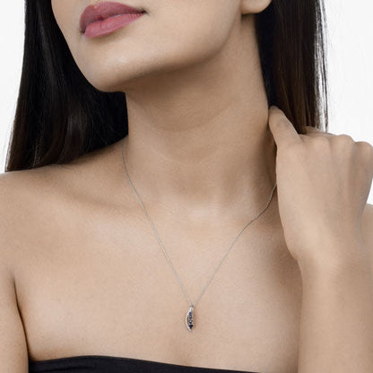 0.40 Carat Genuine Blue Sapphire and White Diamond 14K White Gold Pendant Bids.com