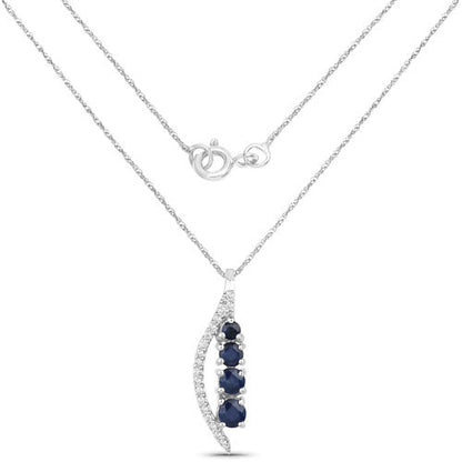 0.40 Carat Genuine Blue Sapphire and White Diamond 14K White Gold Pendant Bids.com