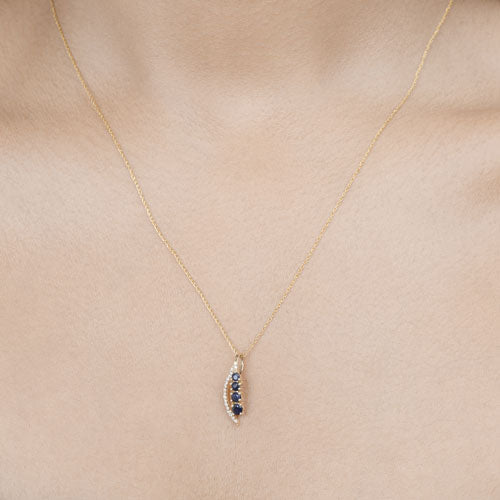 0.40 Carat Genuine Blue Sapphire and White Diamond 14K Yellow Gold Pendant Bids.com