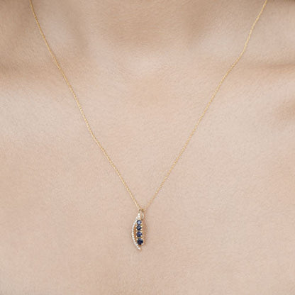 0.40 Carat Genuine Blue Sapphire and White Diamond 14K Yellow Gold Pendant Bids.com