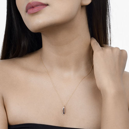 0.40 Carat Genuine Blue Sapphire and White Diamond 14K Yellow Gold Pendant Bids.com