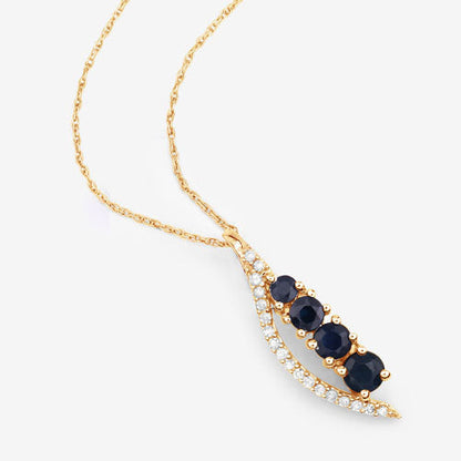 0.40 Carat Genuine Blue Sapphire and White Diamond 14K Yellow Gold Pendant Bids.com