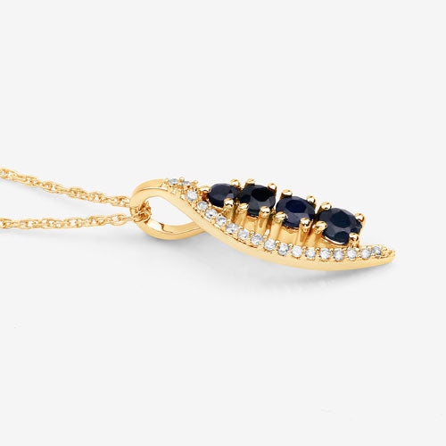0.40 Carat Genuine Blue Sapphire and White Diamond 14K Yellow Gold Pendant Bids.com
