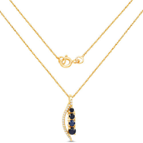 0.40 Carat Genuine Blue Sapphire and White Diamond 14K Yellow Gold Pendant Bids.com