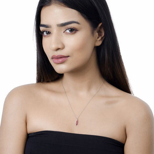 0.43 Carat Genuine Ruby and White Diamond 14K White Gold Pendant Bids.com