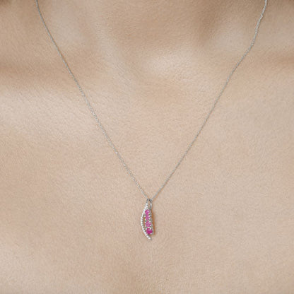 0.43 Carat Genuine Ruby and White Diamond 14K White Gold Pendant Bids.com