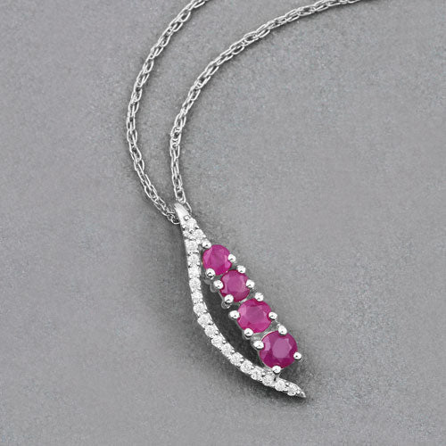 0.43 Carat Genuine Ruby and White Diamond 14K White Gold Pendant Bids.com