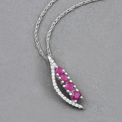 0.43 Carat Genuine Ruby and White Diamond 14K White Gold Pendant Bids.com
