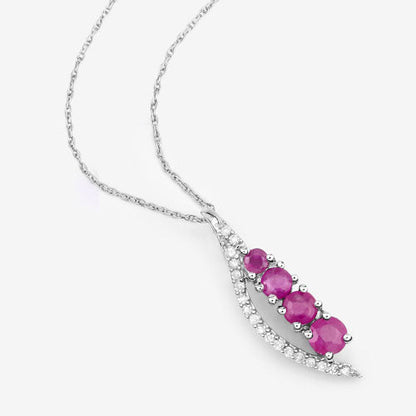 0.43 Carat Genuine Ruby and White Diamond 14K White Gold Pendant Bids.com