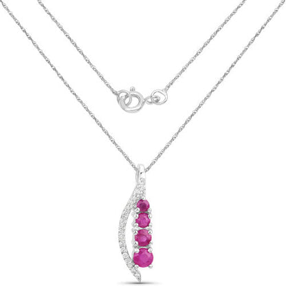 0.43 Carat Genuine Ruby and White Diamond 14K White Gold Pendant Bids.com