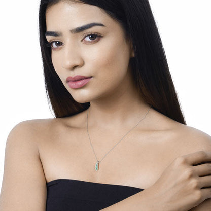 0.34 Carat Genuine Zambian Emerald and White Diamond 14K White Gold Pendant Bids.com