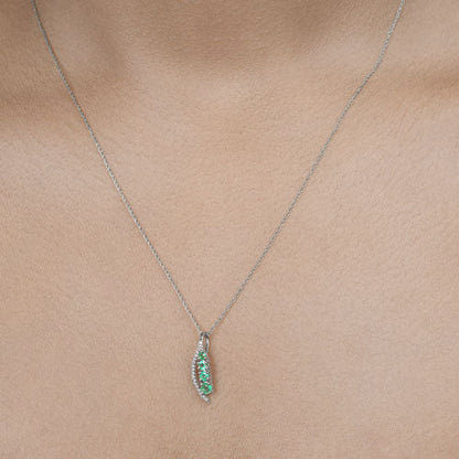 0.34 Carat Genuine Zambian Emerald and White Diamond 14K White Gold Pendant Bids.com