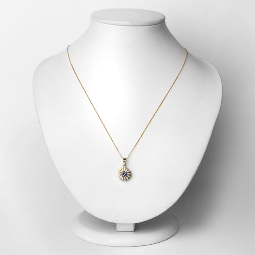 0.31 Carat Genuine Tanzanite and White Diamond 14K Yellow Gold Pendant Bids.com
