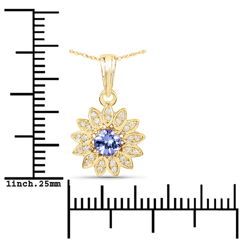 0.31 Carat Genuine Tanzanite and White Diamond 14K Yellow Gold Pendant Bids.com
