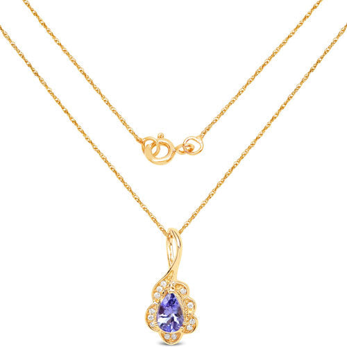 0.40 Carat Genuine Tanzanite and White Diamond 14K Yellow Gold Pendant Bids.com