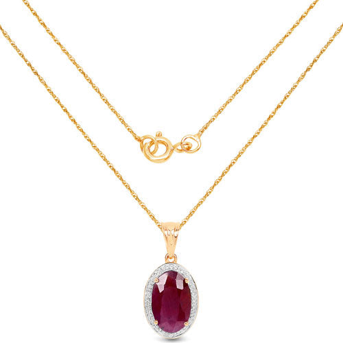 6.40 Carat Genuine Ruby and White Diamond 14K Yellow Gold Pendant Bids.com