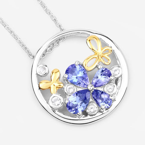 1.33 Carat Genuine Tanzanite and White Topaz .925 Sterling Silver Pendant Bids.com