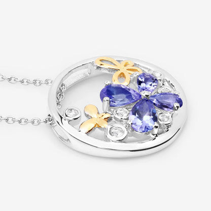 1.33 Carat Genuine Tanzanite and White Topaz .925 Sterling Silver Pendant Bids.com