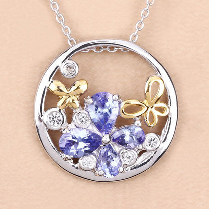 1.33 Carat Genuine Tanzanite and White Topaz .925 Sterling Silver Pendant Bids.com