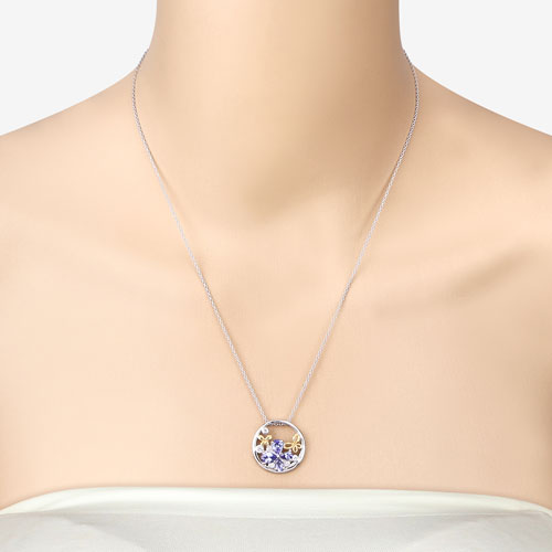 1.33 Carat Genuine Tanzanite and White Topaz .925 Sterling Silver Pendant Bids.com
