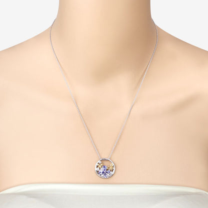 1.33 Carat Genuine Tanzanite and White Topaz .925 Sterling Silver Pendant Bids.com