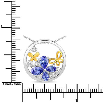 1.33 Carat Genuine Tanzanite and White Topaz .925 Sterling Silver Pendant Bids.com