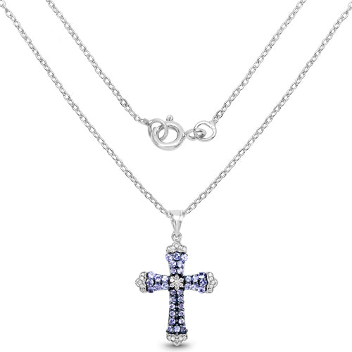 1.84 Carat Genuine Tanzanite and White Zircon .925 Sterling Silver Pendant Bids.com