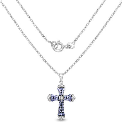 1.84 Carat Genuine Tanzanite and White Zircon .925 Sterling Silver Pendant Bids.com