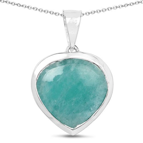 9.79 Carat Genuine Amazonite & Tanzanite .925 Sterling Silver Pendant Bids.com