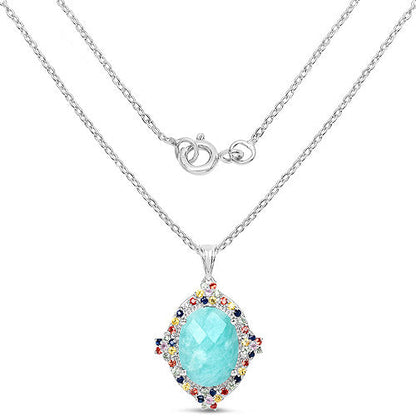 18.50 Carat Genuine Multi Stone .925 Sterling Silver Pendant Bids.com