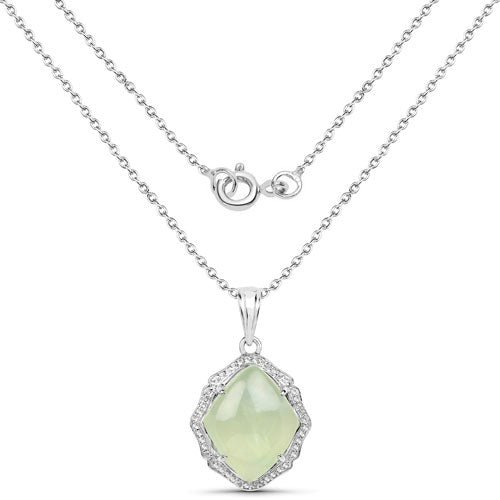 7.49 Carat Genuine Prehnite And White Topaz .925 Sterling Silver Pendant Bids.com