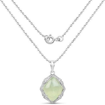 7.49 Carat Genuine Prehnite And White Topaz .925 Sterling Silver Pendant Bids.com