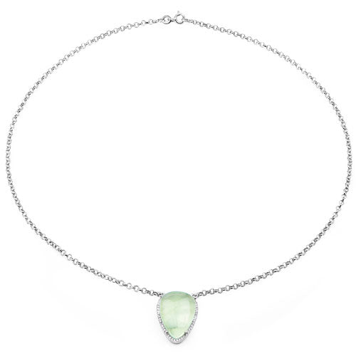 10.77 Carat Genuine Prehnite And White Topaz .925 Sterling Silver Pendant Bids.com