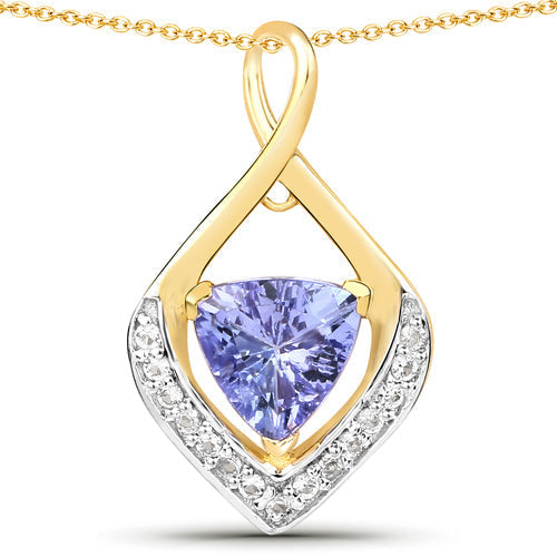 0.96 Carat Genuine Tanzanite and White Topaz .925 Sterling Silver Pendant Bids.com