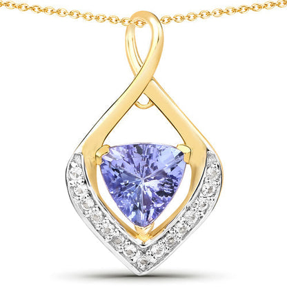 0.96 Carat Genuine Tanzanite and White Topaz .925 Sterling Silver Pendant Bids.com