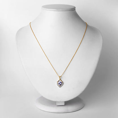 0.96 Carat Genuine Tanzanite and White Topaz .925 Sterling Silver Pendant Bids.com