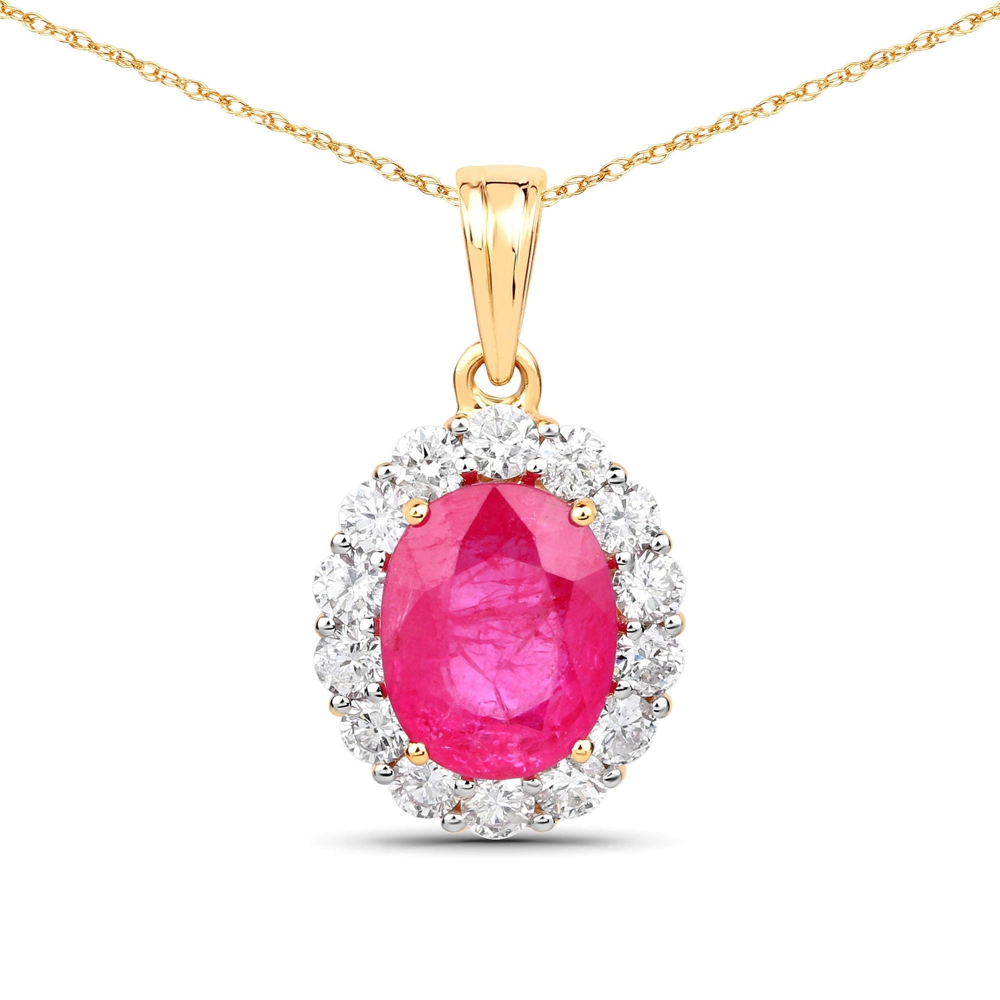 2.56 Carat Genuine Burma Ruby and White Diamond 18K Yellow Gold Pendant Bids.com
