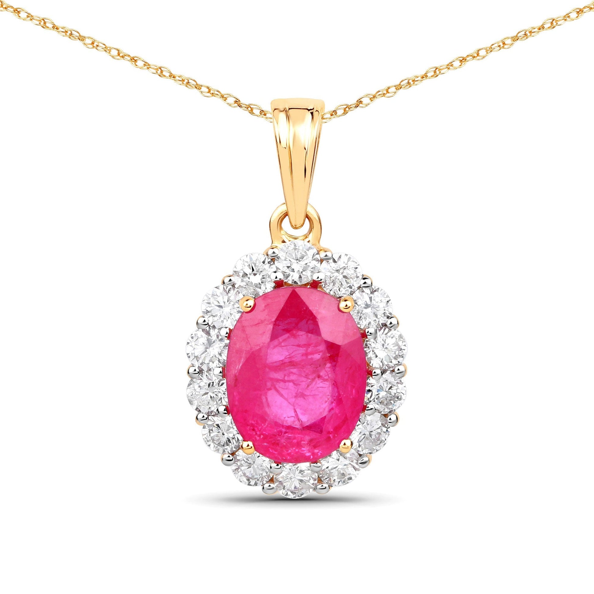 2.56 Carat Genuine Burma Ruby and White Diamond 18K Yellow Gold Pendant Bids.com