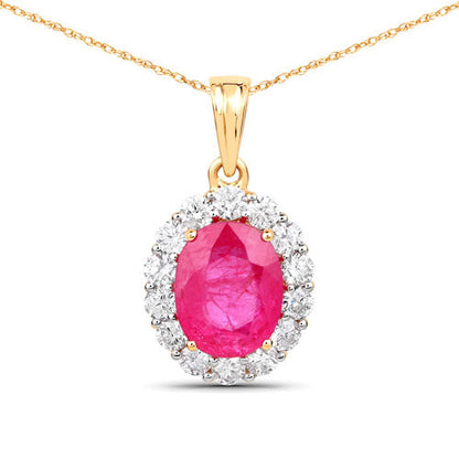 2.56 Carat Genuine Burma Ruby and White Diamond 18K Yellow Gold Pendant Bids.com
