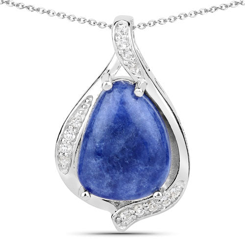 2.39 Carat Genuine Blue Aventurine and White Topaz .925 Sterling Silver Pendant Bids.com