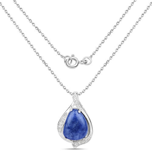 2.39 Carat Genuine Blue Aventurine and White Topaz .925 Sterling Silver Pendant Bids.com