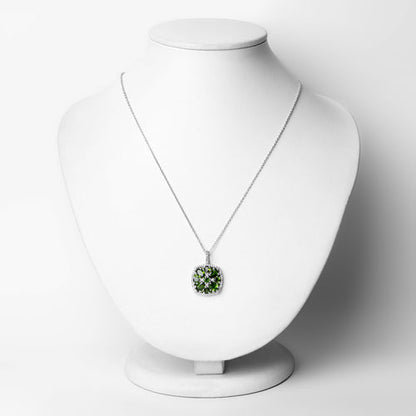 3.25 Carat Genuine Chrome Diopside and White Zircon .925 Sterling Silver Pendant Bids.com