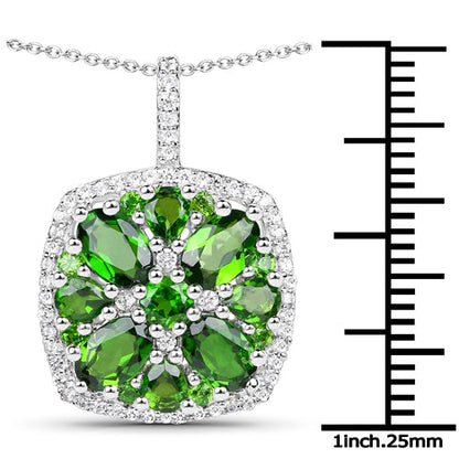 3.25 Carat Genuine Chrome Diopside and White Zircon .925 Sterling Silver Pendant Bids.com