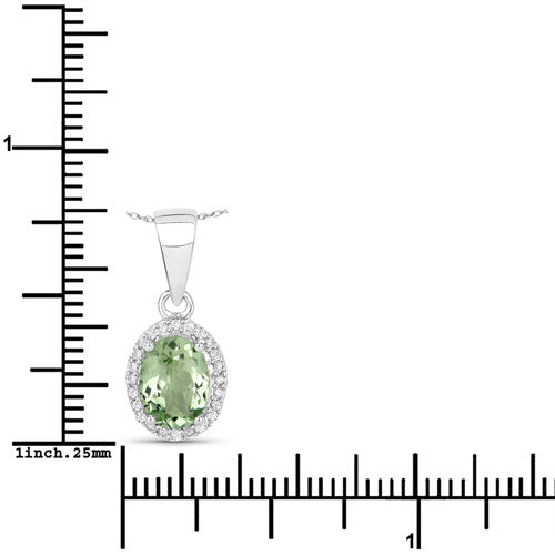 1.27 Carat Genuine Green Tourmaline and White Diamond 14K White Gold Pendant Bids.com