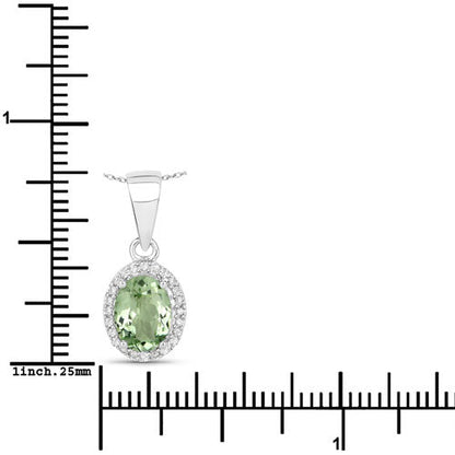1.27 Carat Genuine Green Tourmaline and White Diamond 14K White Gold Pendant Bids.com