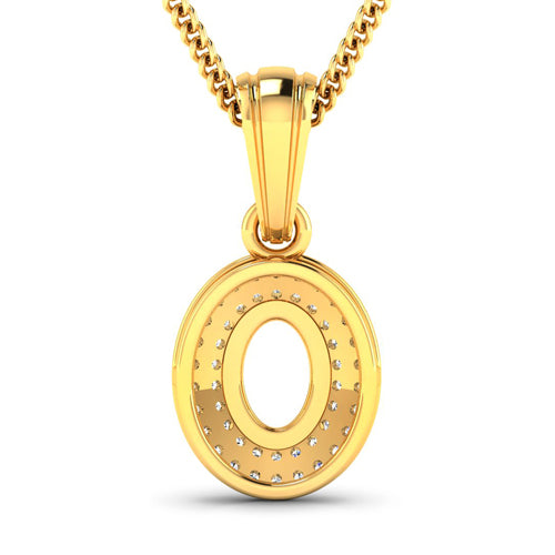 0.17 Carat Genuine White Diamond 14K Yellow Gold Semi Mount Pendant - holds 7x5mm Oval Gemstone Bids.com