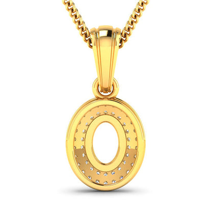 0.17 Carat Genuine White Diamond 14K Yellow Gold Semi Mount Pendant - holds 7x5mm Oval Gemstone Bids.com