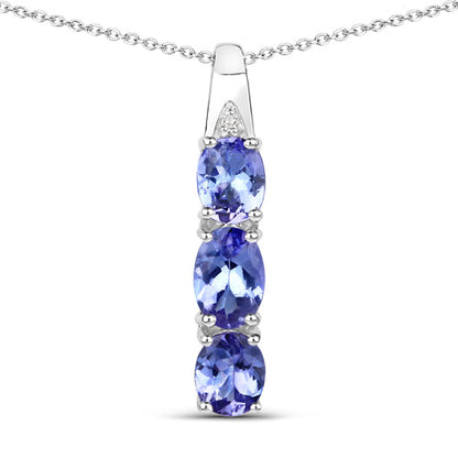 1.11 Carat Genuine Tanzanite and White Diamond .925 Sterling Silver Pendant Bids.com