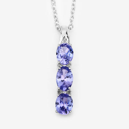 1.11 Carat Genuine Tanzanite and White Diamond .925 Sterling Silver Pendant Bids.com