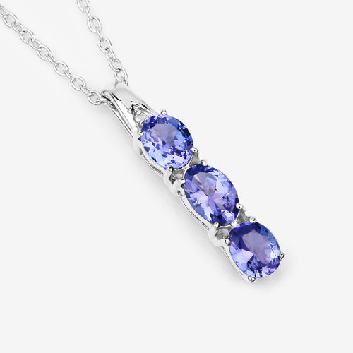 1.11 Carat Genuine Tanzanite and White Diamond .925 Sterling Silver Pendant Bids.com